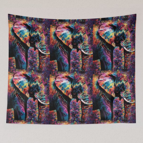 Item preview, Elephant Portrait. colorful elephant designed and sold by ElephantVibes.