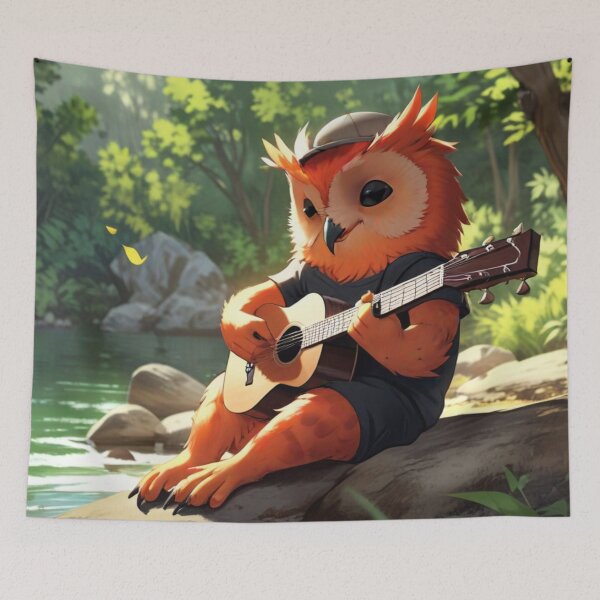 Item preview, Guitarist Orange Owl designed and sold by Artbellachi.