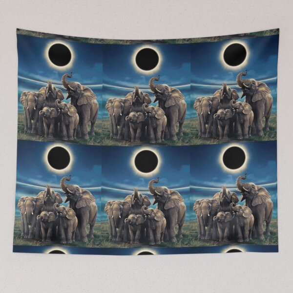 Item preview, Elephant Portrait. total solar eclipse, celestial event designed and sold by ElephantVibes.