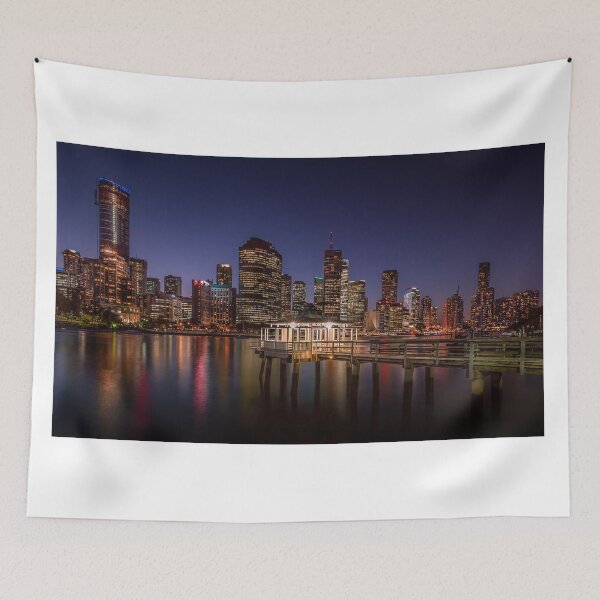 Item preview, Pier on Brisbane River at Dusk designed and sold by Miommi.