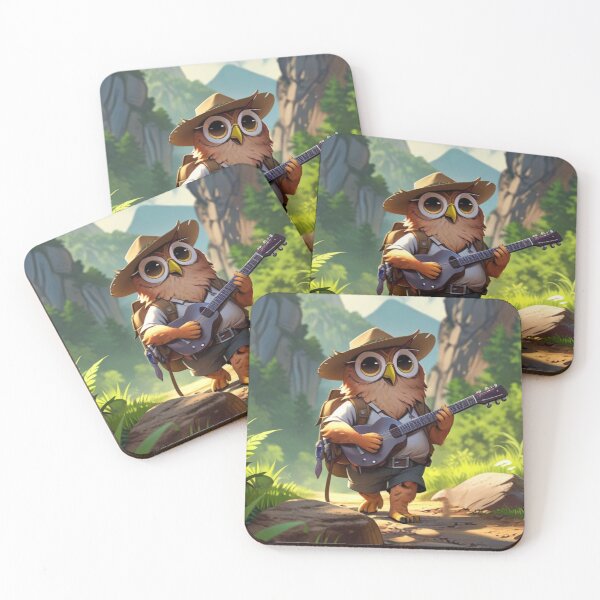 Item preview, Owl hiking guitarist designed and sold by Artbellachi.