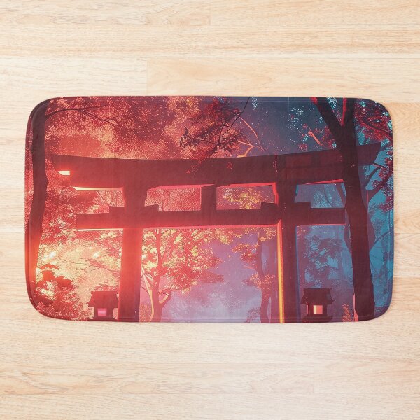 Item preview, Neon Eden: Torii Gate Nestled within Japan's Lush Natural Glow designed and sold by Mullet Monkey.