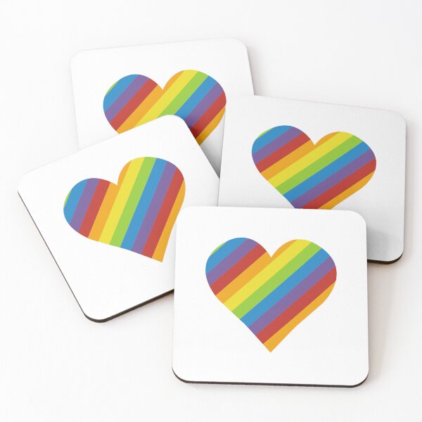 Item preview, Hearts with diagonal rainbow stripes on white designed and sold by colorofmagic.