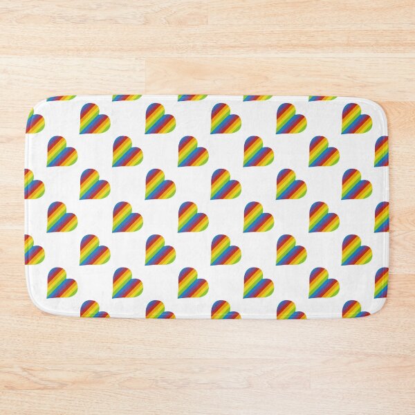 Item preview, Hearts with diagonal rainbow stripes on white designed and sold by colorofmagic.