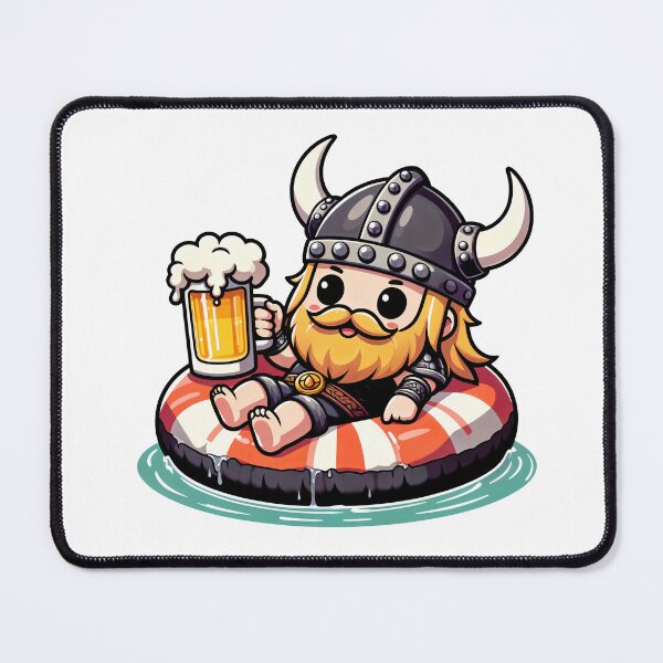 Item preview, Cute little Viking warrior drinking beer on an rubber ring designed and sold by AVillager.