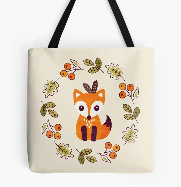 Cute cartoon fox with roses female fox gifts #1 Weekender Tote Bag by  Norman W - Pixels