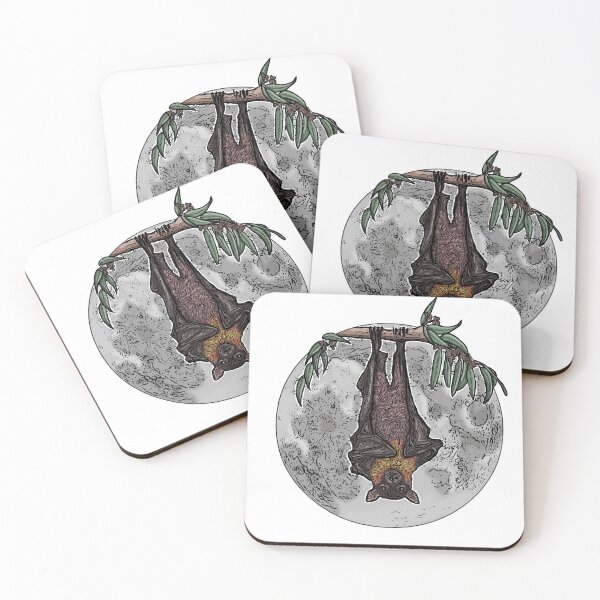 Item preview, Flying fox bat with moon designed and sold by Artbychb.