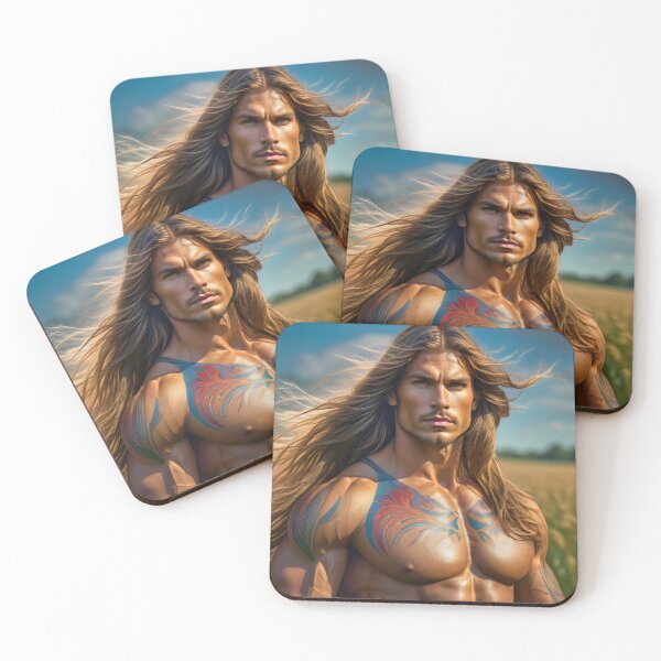 Item preview, Blonde Hunk With Long Hair and Beautiful Pattern in a Field designed and sold by withdiamonds.