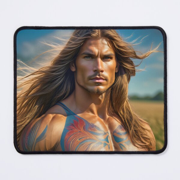 Item preview, Blonde Hunk With Long Hair and Beautiful Pattern in a Field designed and sold by withdiamonds.
