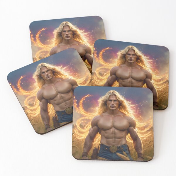 Item preview, Blonde Hunk With Long Hair surrounded by Fire designed and sold by withdiamonds.