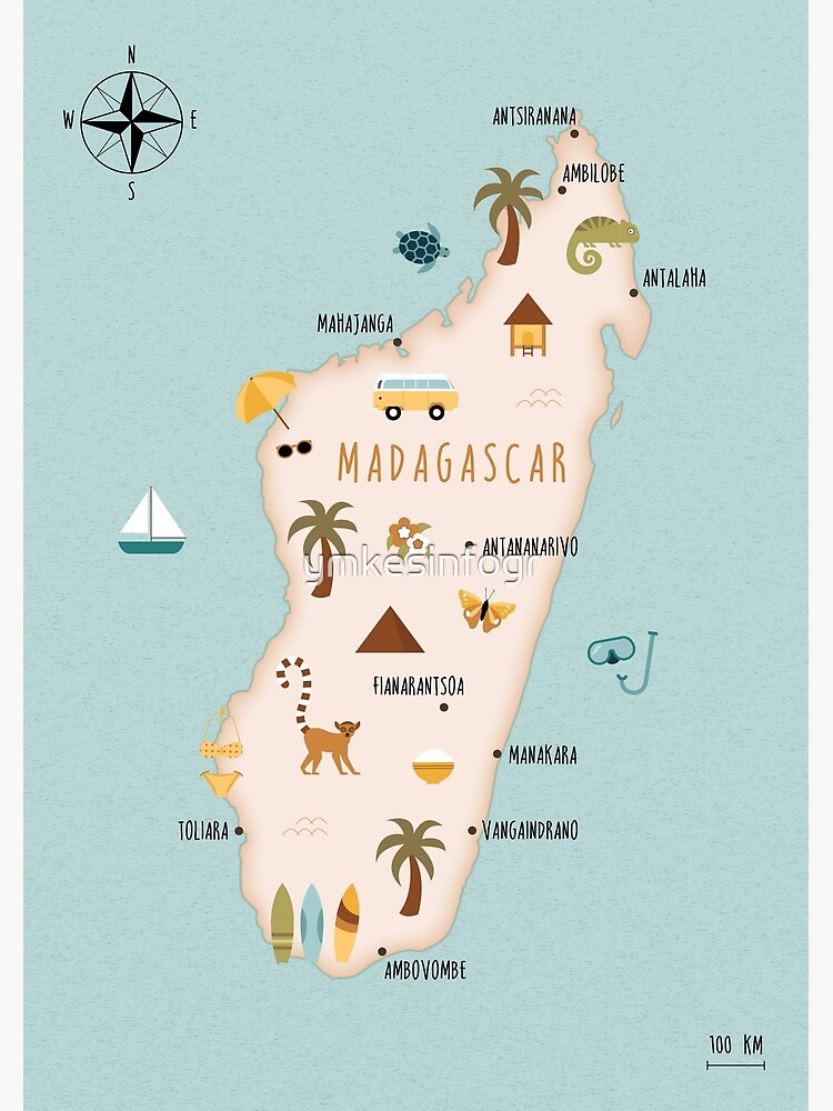 Thumbnail 3 of 3, Art Print, Illustrated map of Madagascar designed and sold by ymkesinfogr.
