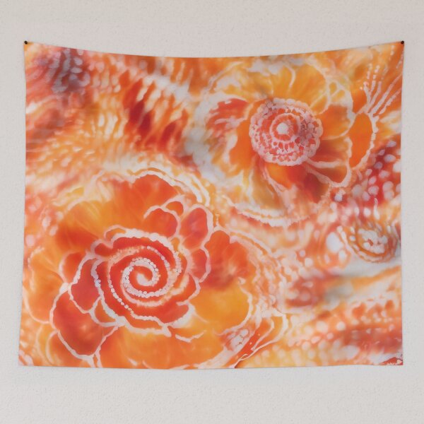Item preview, Orange Floral Tie and Dye Shibori  designed and sold by Tamas Das.