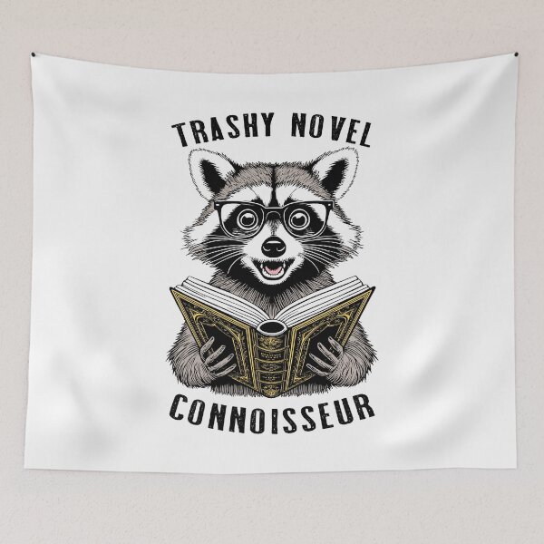 Item preview, Trashy Novel Connoisseur Funny Bookish Raccoon Trash Reader designed and sold by GrandeDuc.
