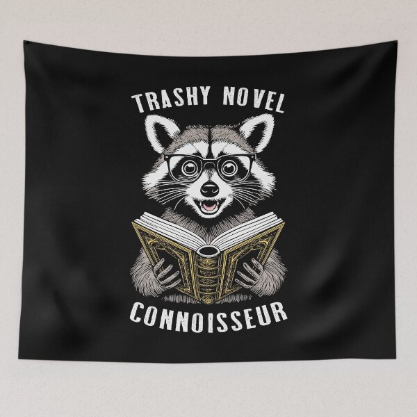 Item preview, Trashy Novel Connoisseur Funny Bookish Raccoon Trash Reader designed and sold by GrandeDuc.