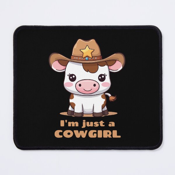 Item preview, I'm just a cowgirl. A cute little cow wearing a cowboy hat. designed and sold by twisted-dot.