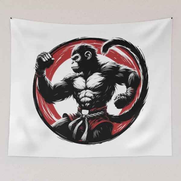 Item preview, Muay Thai Monkey Sumie Ink Art designed and sold by TomFrontierArt.