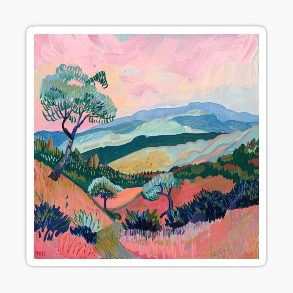 Item preview, Matisse Style, Landscape, Pink, Fauvism, Pastel designed and sold by ArtHouseNiklas.
