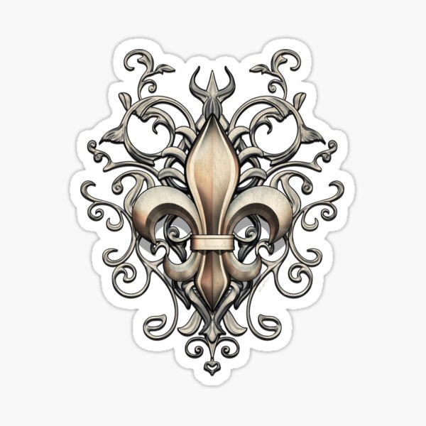 Französische Lilie - 3D Illustration - Version Weiss 3 Sticker
