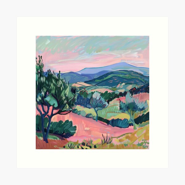 Item preview, Matisse Style, Landscape, Pink, Fauvism, Pastel designed and sold by ArtHouseNiklas.