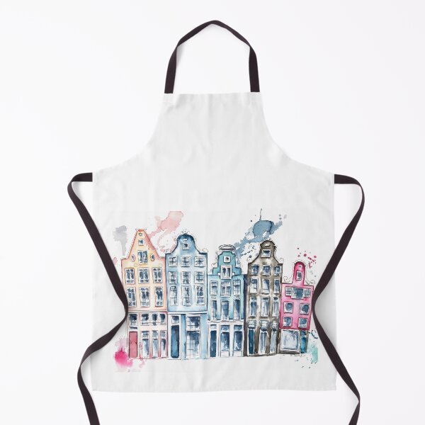 Item preview, Amsterdam Dutch Houses Watercolour Whimsical Print designed and sold by TheArtOfNata.