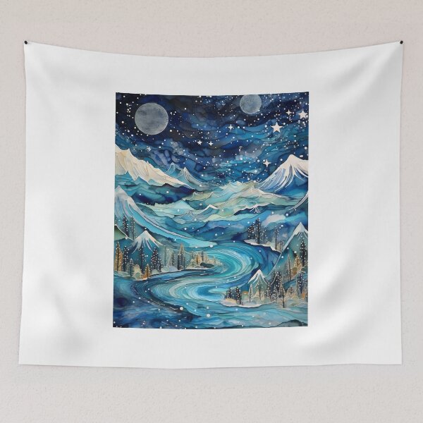 Item preview, Winter Night Hike: Organic Copper and Blue Details Amidst Contemporary Art designed and sold by Shirtastically.