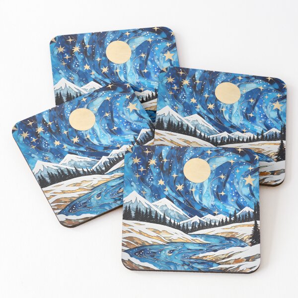 Item preview, Winter Night Hike: Organic Copper and Blue Details Amidst Contemporary Art designed and sold by Shirtastically.