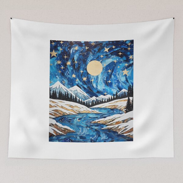 Item preview, Winter Night Hike: Organic Copper and Blue Details Amidst Contemporary Art designed and sold by Shirtastically.