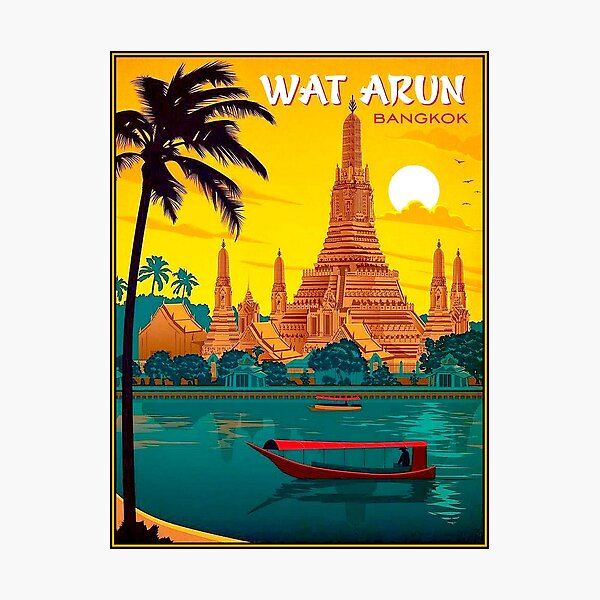 THAILAND : Vintage Wat Arun Temple of Dawn Print Photographic Print