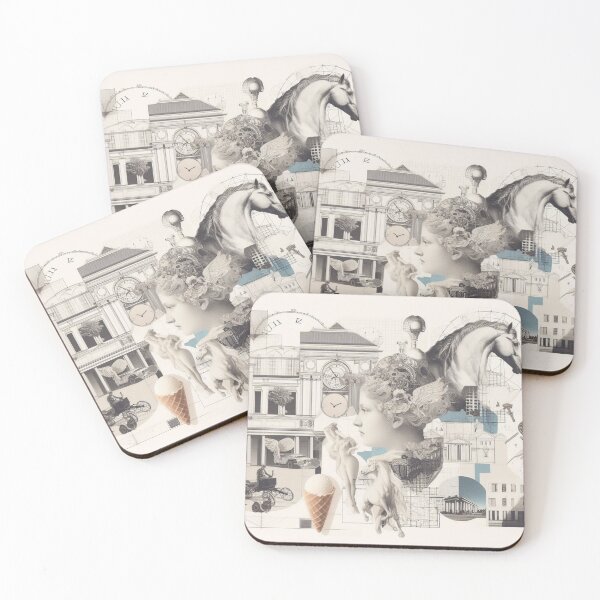 Item preview, Angels and horses eating ice cream designed and sold by TheCollageWorld.