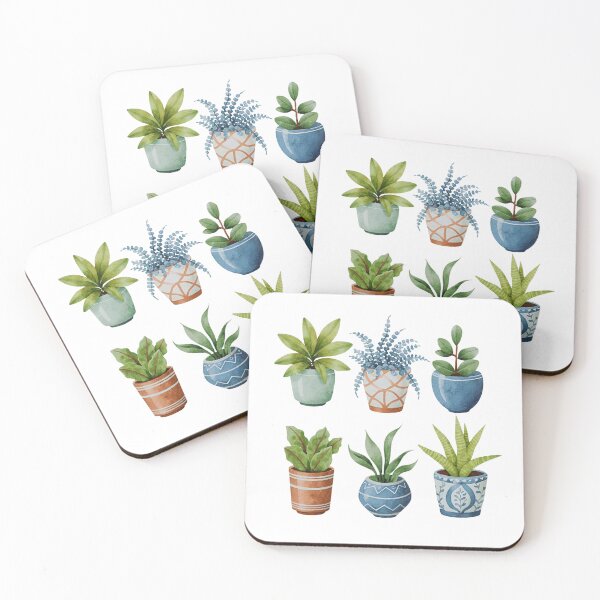 Item preview, "Garden Harmony: Six Potted Beauties in Watercolor" designed and sold by JAMESAMORN.