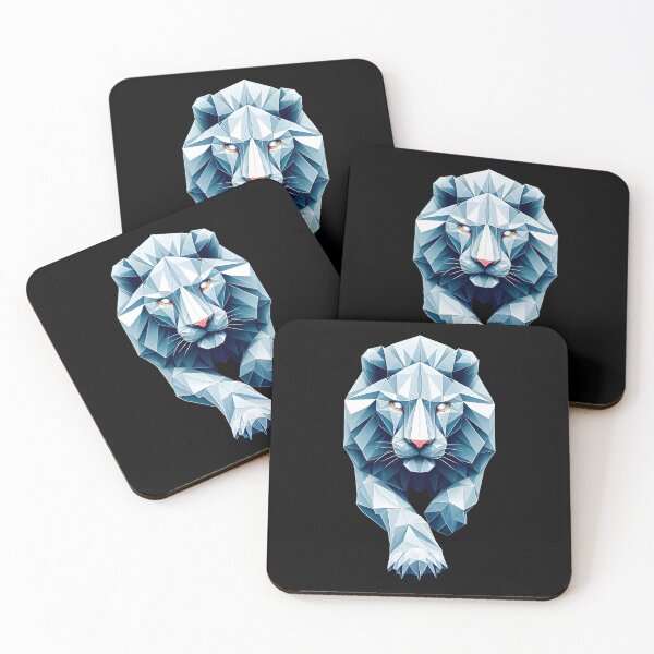 Item preview, multicolor lion origami geometric 3d white blue, 3D Polygonal illustration designed and sold by CutOriginalArt.
