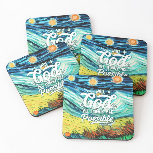 Item preview, Bible Verses For Healing - Matthew 19:26 - Landscape - Teal Hills Abstract Painting designed and sold by SpartanDStore.