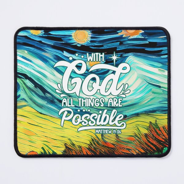 Item preview, Bible Verses For Healing - Matthew 19:26 - Landscape - Teal Hills Abstract Painting designed and sold by SpartanDStore.