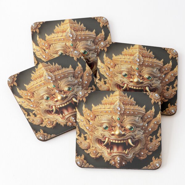 Item preview, Thai ancient Golden Giant mask with a brutal face designed and sold by Bspaces.