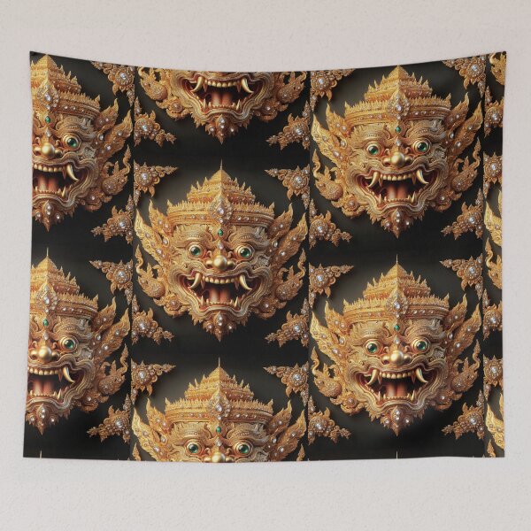 Item preview, Thai ancient Golden Giant mask with a brutal face designed and sold by Bspaces.