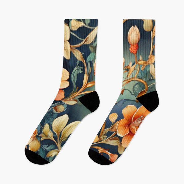 Item preview, vine flowers on blue  designed and sold by Flowersonstuff.