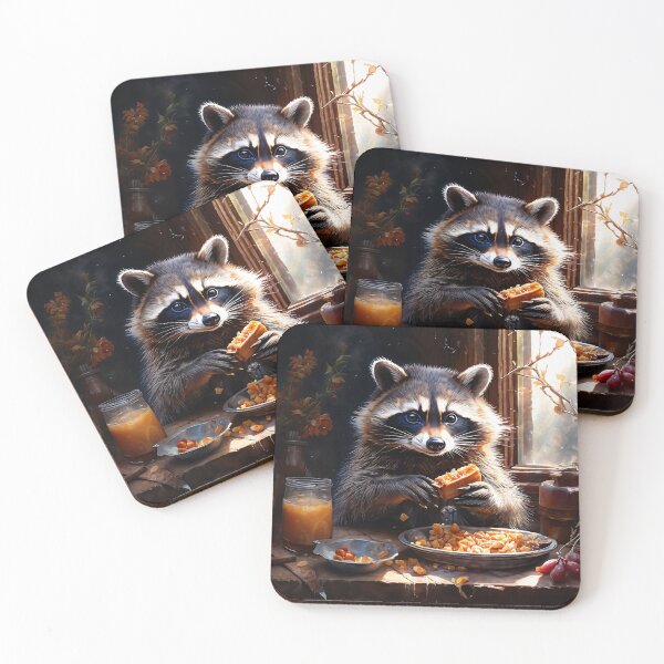 Item preview, Racoon eating breakfast designed and sold by Jambonfromage.