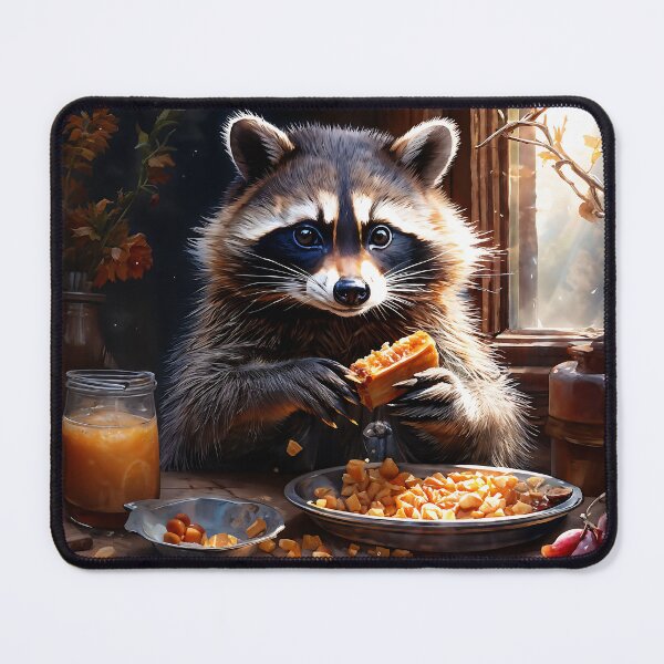 Item preview, Racoon eating breakfast designed and sold by Jambonfromage.