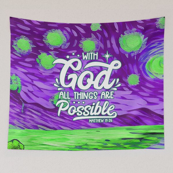 Item preview, Bible Verses For Healing - Matthew 19:26 - Purple Skies Abstract Painting designed and sold by SpartanDStore.
