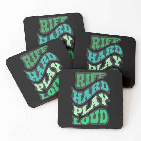 Item preview, RIFF HARD PLAY LOUD retro style wavy text rock music design designed and sold by Jt41.