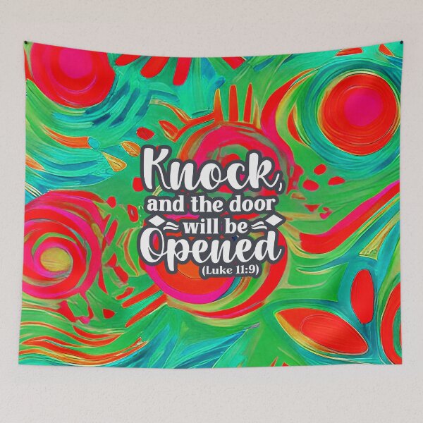 Item preview, Bible Verses For Healing -Luke 11:9 - Green & Red Abstract Painting  designed and sold by SpartanDStore.