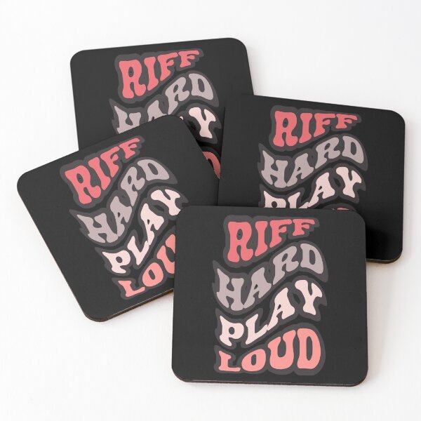 Item preview, RIFF HARD PLAY LOUD retro style wavy text rock music vibes design designed and sold by Jt41.