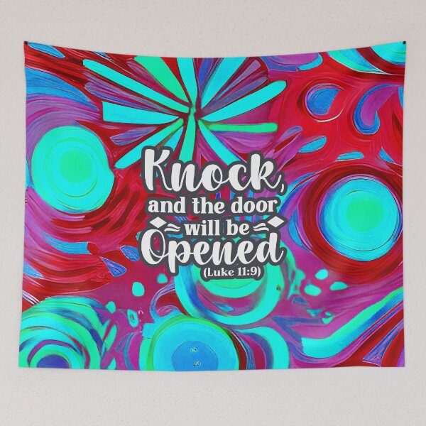 Item preview, Bible Verses For Healing - Luke 11:9 - Red and Blue Abstract painting designed and sold by SpartanDStore.