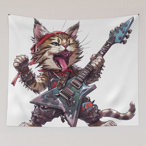 Item preview, crazy_shouting_kitten_wearing_heavy_metal_attire designed and sold by Kirollos9.