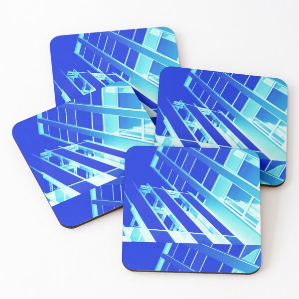Item preview, Abstract photograph of blue architecture from a low angle designed and sold by Carré Comme Orange.