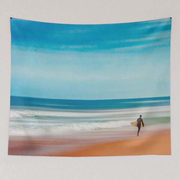 Item preview, Surf And Surfer - Abstract Beach Scenery designed and sold by Dyrk Wyst Redbubble Shop.