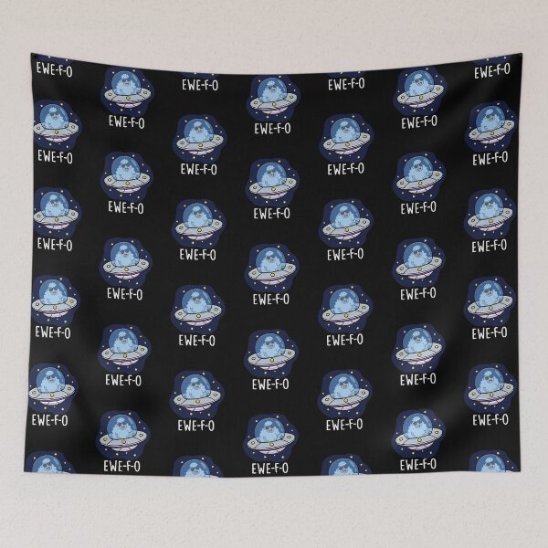 Item preview, Ewe-F-O Funny UFO Pun (Dark BG) designed and sold by punnybone.