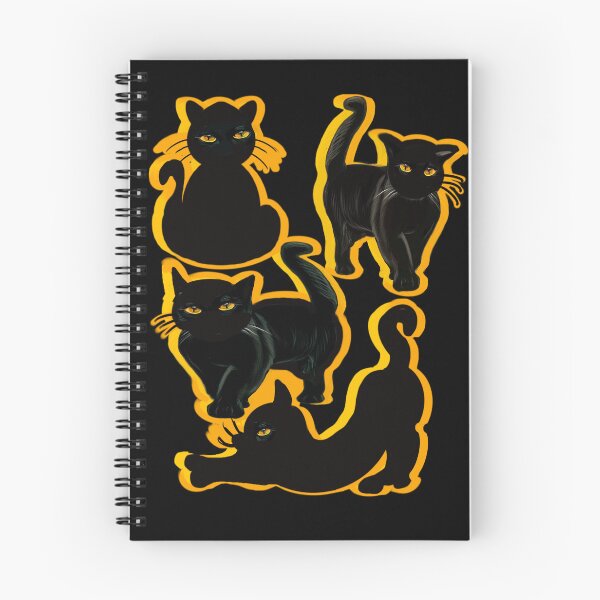 Item preview, Black Cat silhouette yellow trim. Cat themed gifts for women, men and children. Black cat gift ideas 2024 designed and sold by Artonmytee.