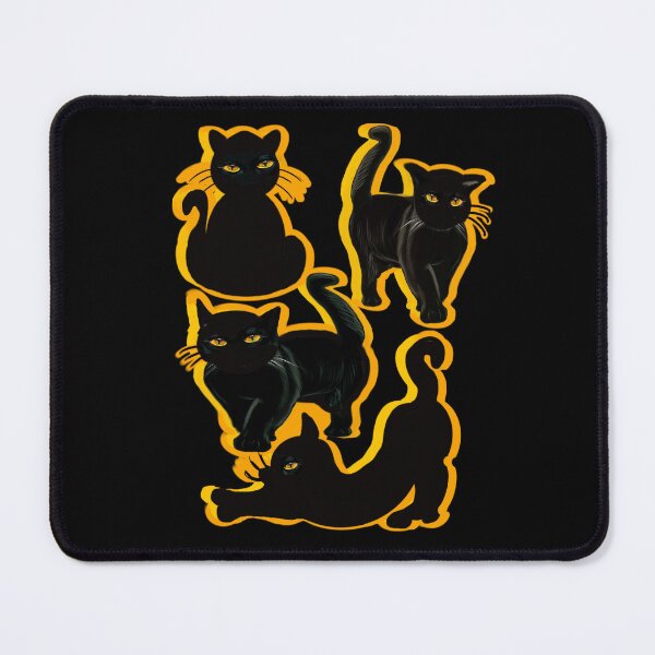 Item preview, Black Cat silhouette yellow trim. Cat themed gifts for women, men and children. Black cat gift ideas 2024 designed and sold by Artonmytee.