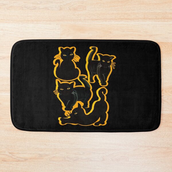 Item preview, Black Cat silhouette yellow trim. Cat themed gifts for women, men and children. Black cat gift ideas 2024 designed and sold by Artonmytee.